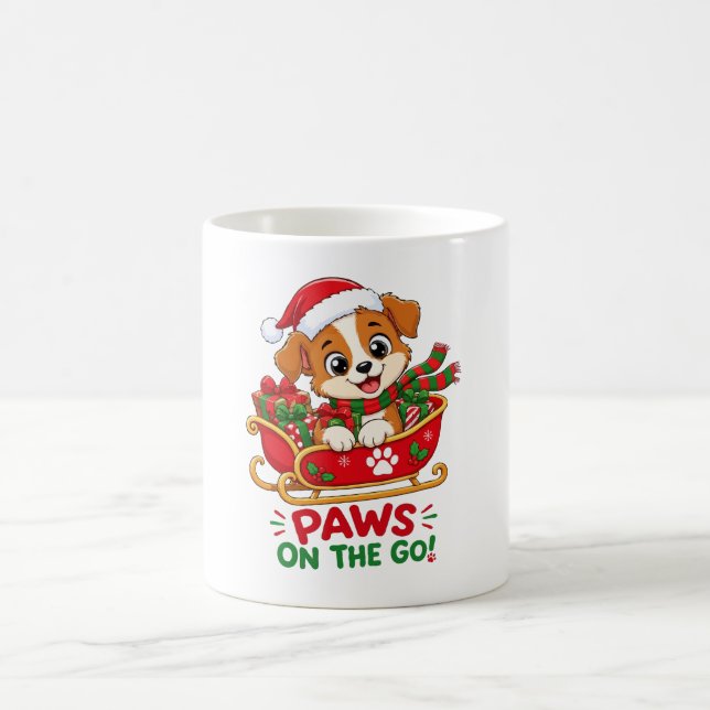 Caneca De Café Cachorro Fofo de Natal em Trenó (Centro)