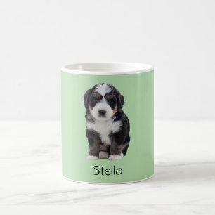Caneca De Café Cachorro Fotográfico Personalizado - Verde Pastel 