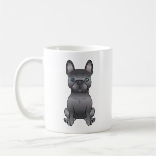 Caneca De Café Cachorro Francês Azul / Cachorro de Cartoon Franc