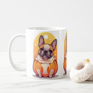 Caneca De Café Cachorro francês bonito de halloween Pumpkin