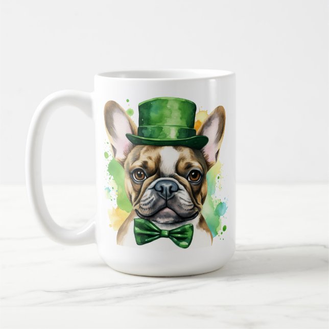 CANECA DE CAFÉ CACHORRO FRANCÊS BULLDOG CUTE IRLANDÊS VESTIDO (Esquerda)