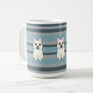 Caneca De Café Cachorro francês fofo listrado azul
