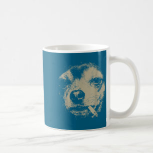 Caneca De Café Cachorro fumando cigarro meme engraçado de Chihuah
