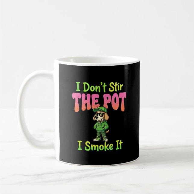 Caneca De Café Cachorro Fumante Engraçado de Maconha (Esquerda)