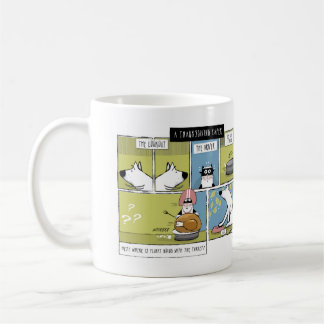Caneca De Café Cachorro Gato Ação de Graças Turquia Caper