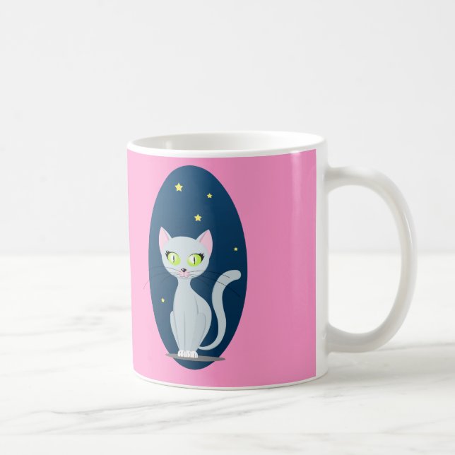 Caneca De Café Cachorro Gato Fresco Céu Cartoon Personalizado (Direita)