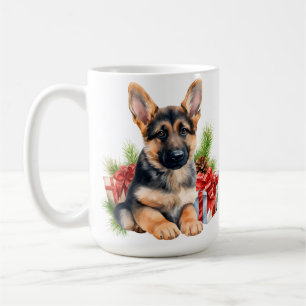 CANECA DE CAFÉ CACHORRO GERMAN SHEPHERD DE NATAL DE FÉRIAS CUTAS
