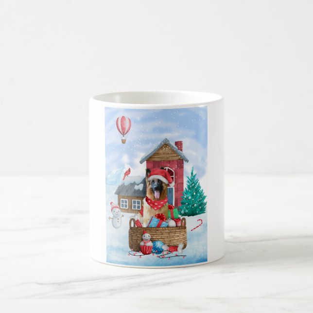 Caneca De Café Cachorro german shepherd Na Casa De Natal Da Neve (Centro)