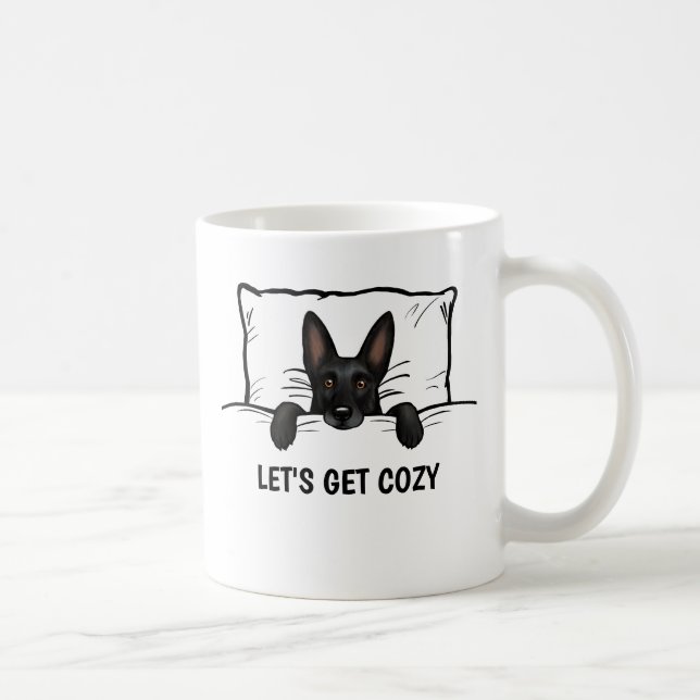Caneca De Café Cachorro German shepherd preto depenado na cama (Direita)
