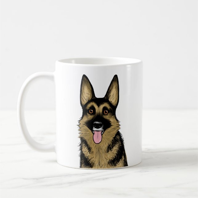 Caneca De Café Cachorro German shepherd preto e bronzeado (Esquerda)