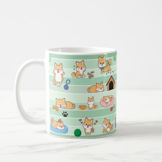 Caneca De Café cachorro giro brincando pulando dormindo (Esquerda)