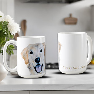 Caneca De Café Cachorro Golden Retriever Aquarela