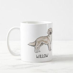 Caneca De Café Cachorro Golden Retriever Creme Inglês Nome Person
