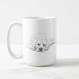Caneca De Café Cachorro Golden Retriever Dormindo, Desenho de Cac