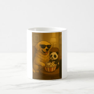 Caneca De Café Cachorro Golden Retriever e Panda Fofo