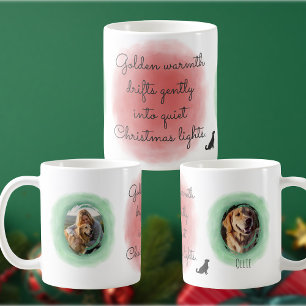 Caneca De Café Cachorro Golden Retriever Natal Aquarela Personali