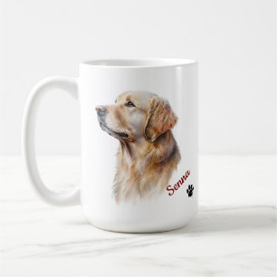 Caneca De Café Cachorro Golden Retriever Personalizado Nome do An