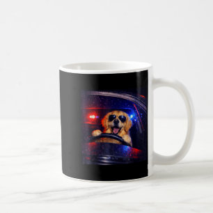 Caneca De Café Cachorro golden retriever policial engraçado dirig