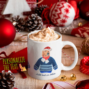 Caneca De Café Cachorro Golden Retriever Vestindo Suéter Feio Azu