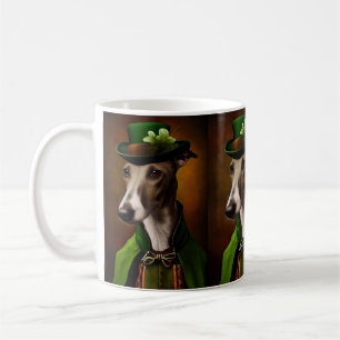 Caneca De Café Cachorro Greyhound vestido para o Dia de São Patrí
