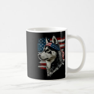 Caneca De Café Cachorro Husky Patriótico 4 De Julho Bandeira Amer