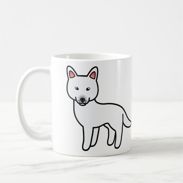 Caneca De Café Cachorro Husky Siberiano Cartoon Branco (Esquerda)