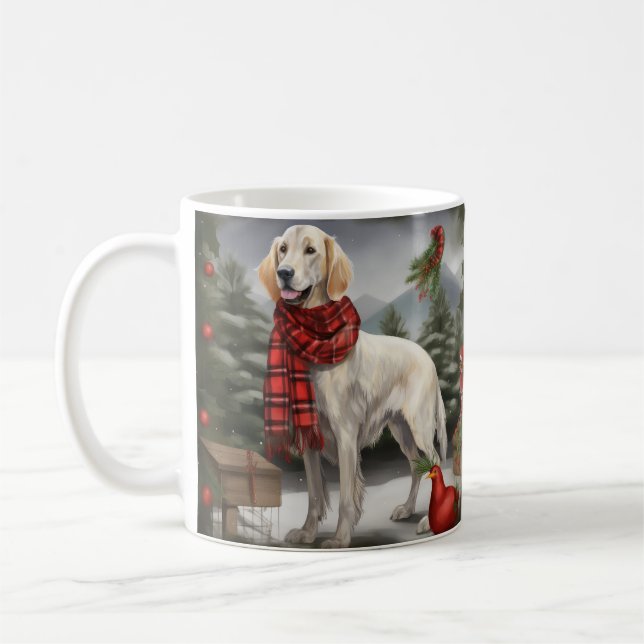 Caneca De Café Cachorro Inglês no Natal da Neve (Esquerda)