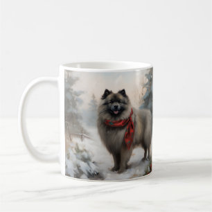 Caneca De Café Cachorro Keeshond no Natal da Neve