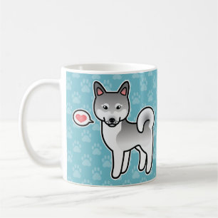 Caneca De Café Cachorro Klee Kai, Cinza Ligeira, Com Coração