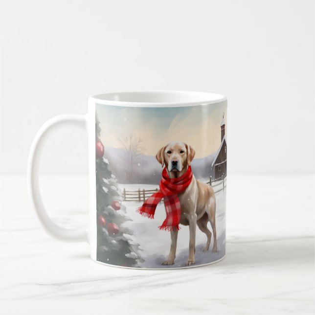 Caneca De Café Cachorro Labrador na Neve Natal (Esquerda)