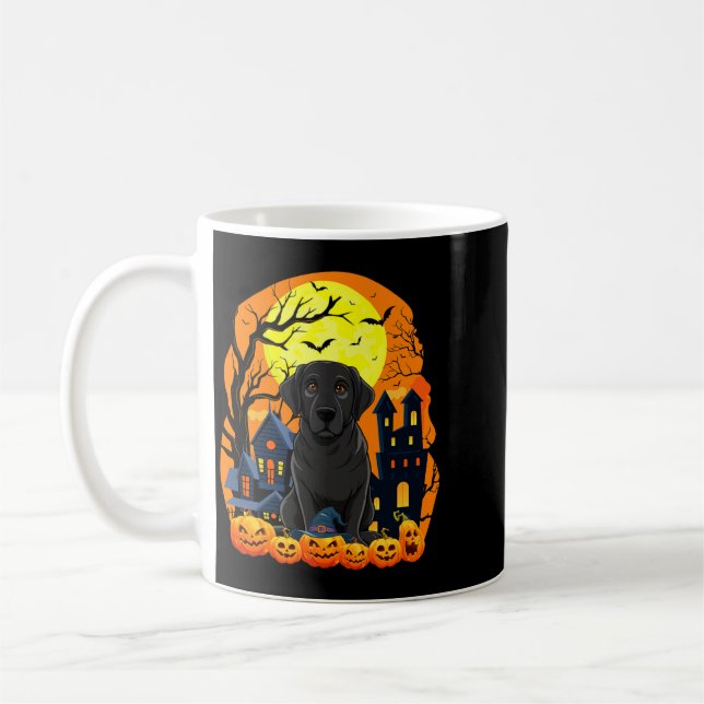 Caneca De Café Cachorro Labrador Preto Com Abóboras Engraçado Ass (Esquerda)