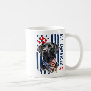 Caneca De Café Cachorro Labrador Preto Patriótico Bandeira Dos EU
