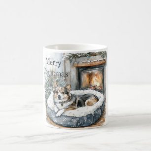 Caneca De Café Cachorro Lareira Natal