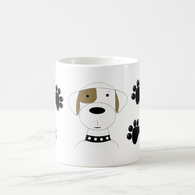Caneca De Café Cachorro legal com impressões de pata (Centro)