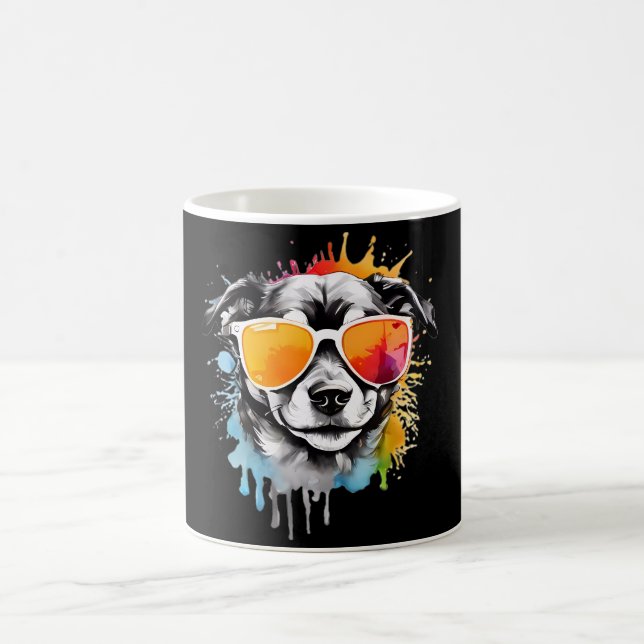 Caneca De Café Cachorro Legal e bonito com óculos escuros (Centro)