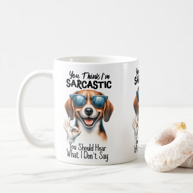 Caneca De Café Cachorro legal em óculos escuros - Arte engraçada  (Com Donut)