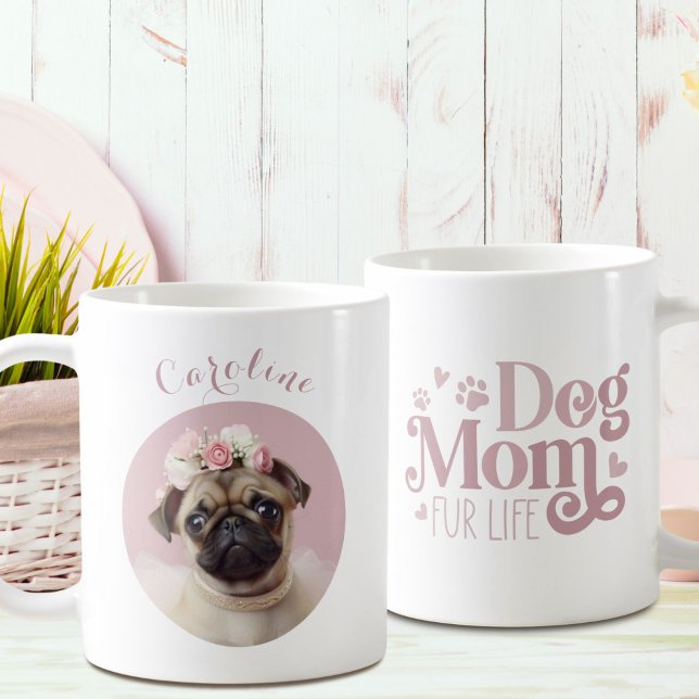 Caneca De Café Cachorro Mãe Pele Vida Pug Foto Personalizada (Criador carregado)