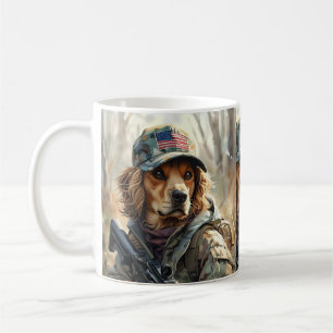 Caneca De Café Cachorro MAGA legal com arma e camuflagem