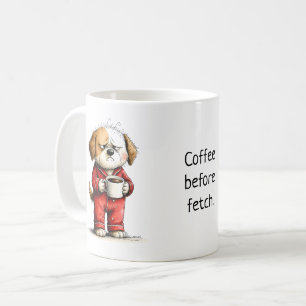 Caneca De Café Cachorro Mal-Humorado Engraçado - Café Antes de Bu