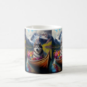 Caneca De Café Cachorro Malamute no Paddle: Uma Aventura Cênica
