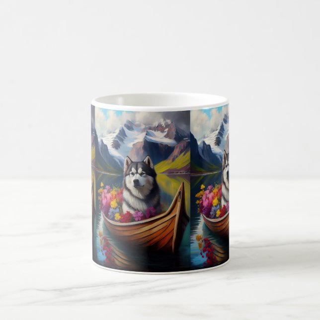 Caneca De Café Cachorro Malamute no Paddle: Uma Aventura Cênica (Centro)