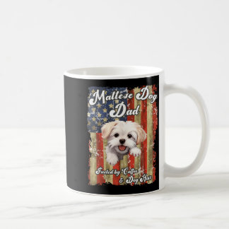 Caneca De Café Cachorro Maltês Pai Patriótico EUA Estrelas Listra