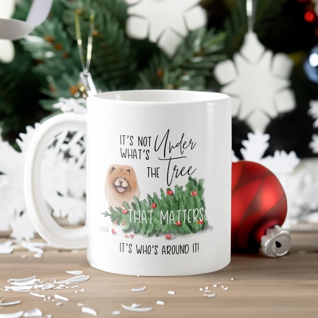 Caneca De Café Cachorro Malvado Chow Chow Batiou Árvore (Naughty Dog Watercolor Chow Chow Knocked Tree Over Coffee Mug)