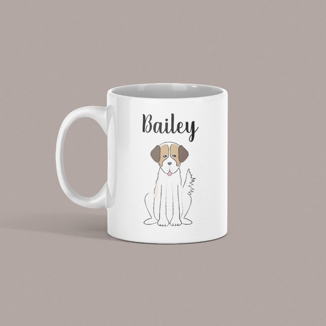Caneca De Café Cachorro Marrom-Cachorro Fluffy Cachorro Quente (Cute cartoon puppy mug with personalized name, perfect gift for dog lovers and pet owners.)