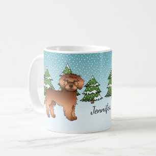 Caneca De Café Cachorro Mini Goldendoododle Vermelho Em Uma Flore