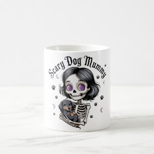 Caneca De Café Cachorro Múmia Esqueleto Dachshund Assustador