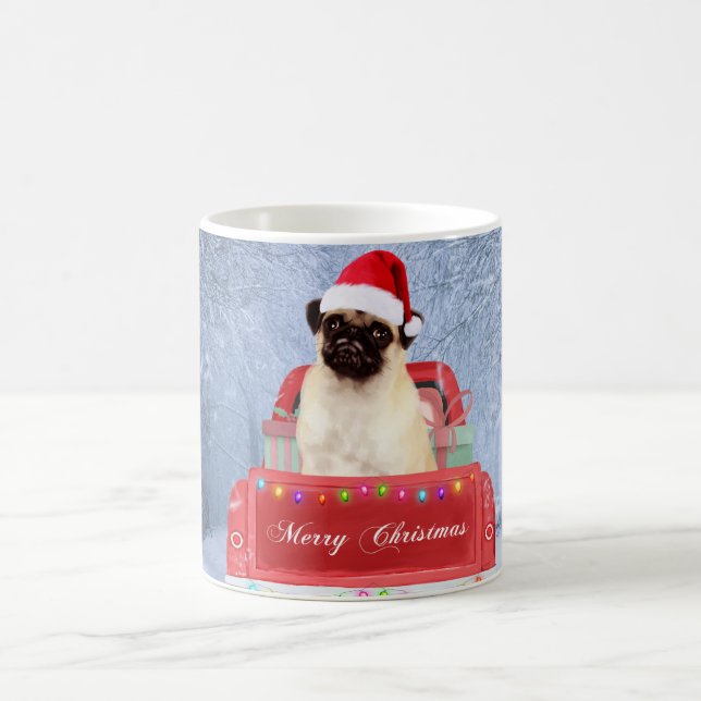 Caneca De Café Cachorro na neve sentado no Caminhão de Natal (Centro)