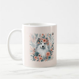 Caneca De Café Cachorro nas flores