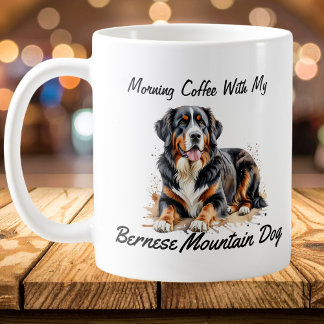 Caneca De Café Cachorro Negro e Brown Bernese PERSONALIZAR