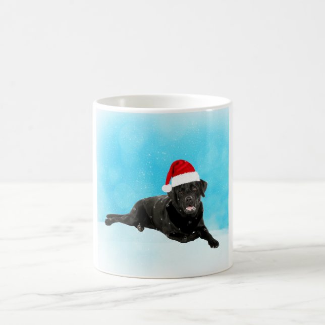 Caneca De Café Cachorro Negro Sentado no Natal da Neve (Centro)